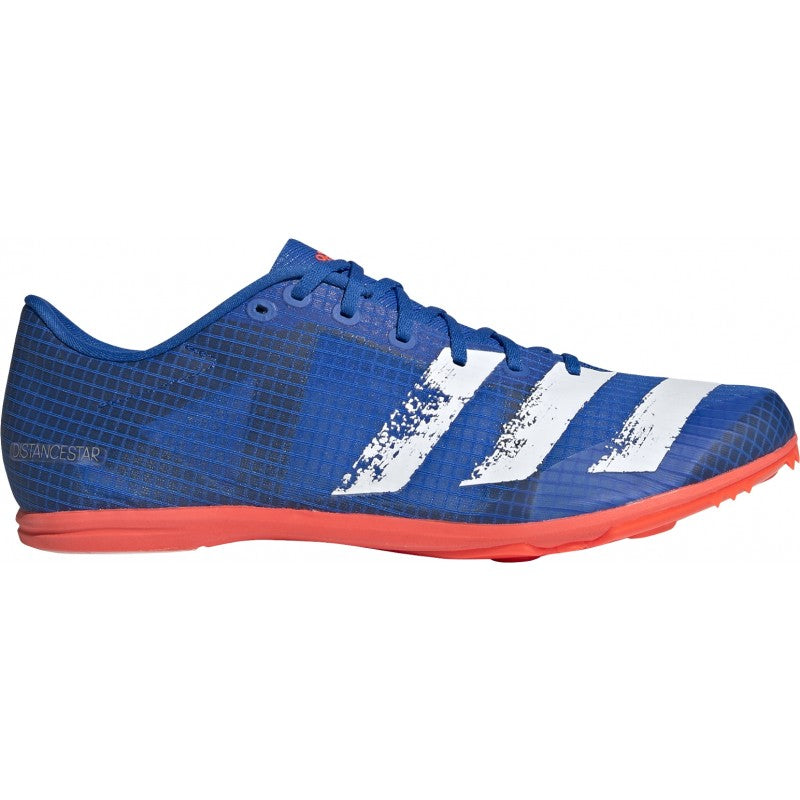 adidas Men's Distancestar Running Spikes Blue / Red / White - achilles heel