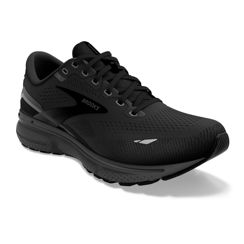 Brooks Women's Ghost 15 Wide Fit Running Shoes Black / Black / Ebony - achilles heel