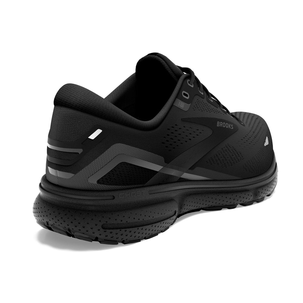 Brooks Women's Ghost 15 Wide Fit Running Shoes Black / Black / Ebony - achilles heel