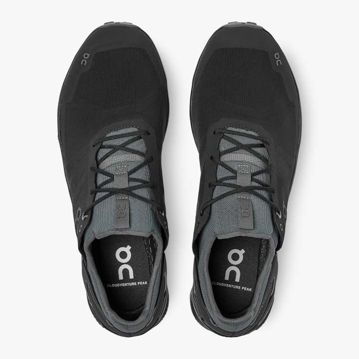 On Men's Cloudventure Peak Trail Running Shoes Black / Rock - achilles heel