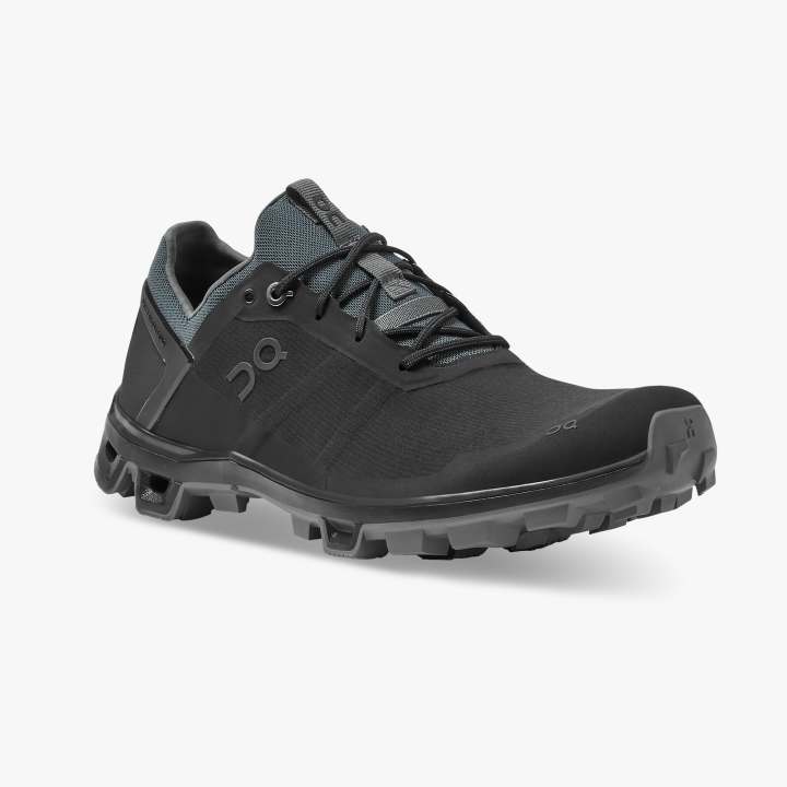 On Men's Cloudventure Peak Trail Running Shoes Black / Rock - achilles heel