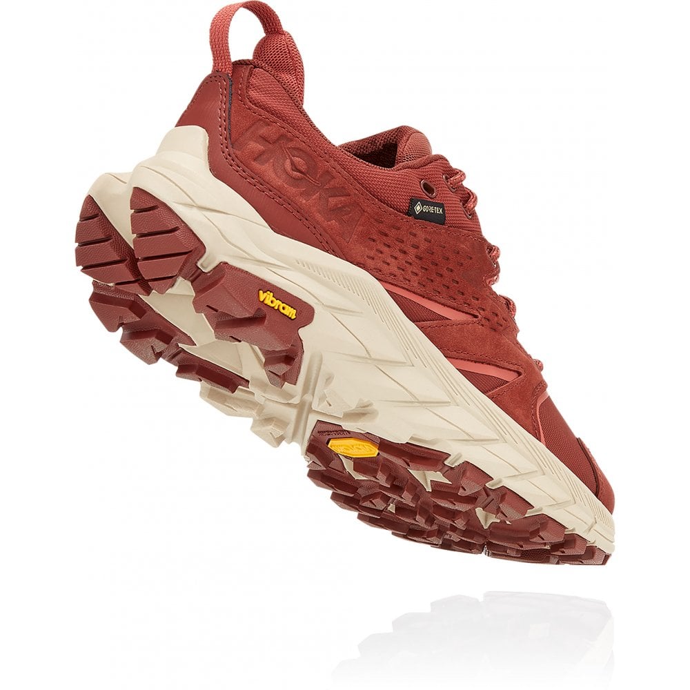 Hoka Women's Anacapa Low GORE-TEX Walking Shoes Cherry Mahogany / Hot Sauce - achilles heel